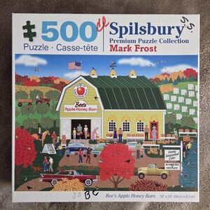 Spilsbury 500 Piece Mark Frost Art Puzzle "Bee's Apple Honey Barn"